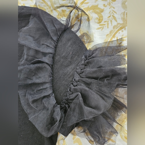 Anthropologie Lea & Viola Black Short Tulle Ruffle Sleeve Cotton Shirt Sz Small - Picture 5 of 10